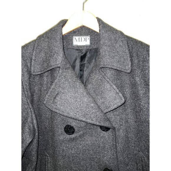 Wool X-Large Peacoat Anchor Button Vintage 90's Y2K Double Breasted Gray XL USA - Picture 2 of 11